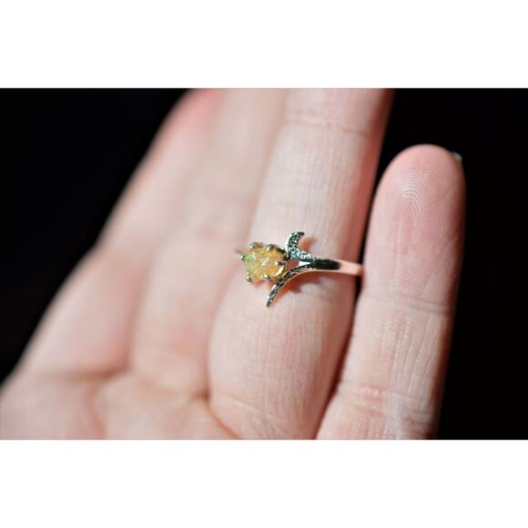 Raw Stone Opal Ring Rough Opal Engagement Ring Natural Opal Jewelry Single Stone - Picture 9 of 9